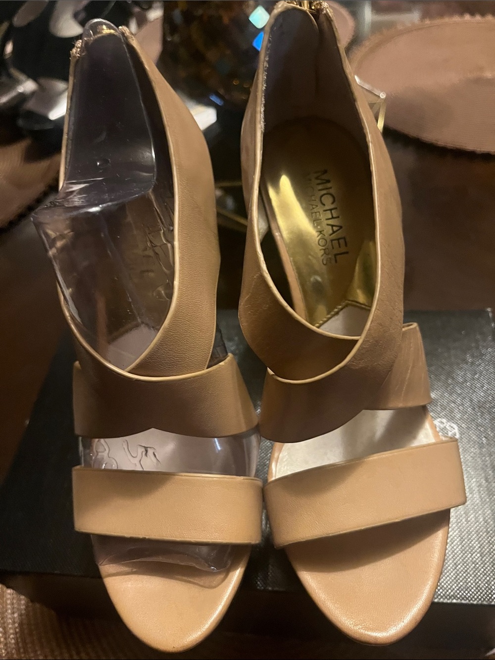Michael Kors Beige/Tan Leather Strappy Heels
